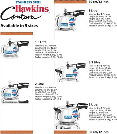 Скороварка Hawkins SSC35 з нержавіючої сталі, 3,5 л, для індукції, срібляста