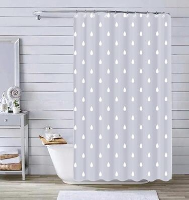Штора для душу YOUNG DA текстильна біло-сіра з малюнком 