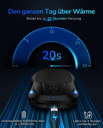 Електричний нагрівач для рук, перезаряджуваний, 2 шт. (чорний)