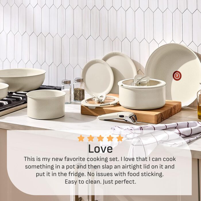 Набір посуду T-FAL Ingenio Essentials 11 предметів, гранітне титанове покриття, антипригарне, для духовки, бежевий