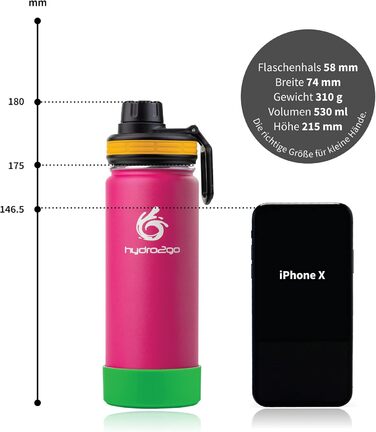 Stainless Steel Kids' Drinking Bottle - 100% Leakproof, BPA-Free with 2 Lids (Straw and Sport Cap) - Thermo Bottle for Children (Pink) - 500ml