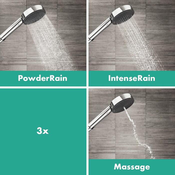 Hansgrohe Pulsify Select S Shower Set, showerhead with hose and holder, handheld shower with 3 spray patterns (Relaxation), (Chrome)