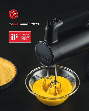 Wilfa Hand Mixer Smooth Mix 500 | 500 W | 5 Speeds | Boost Function & Eject Function | Includes Whisk + Dough Hook | 1.4m Long Cable | Up to 1.5kg Dough | Accessory Holder (black)