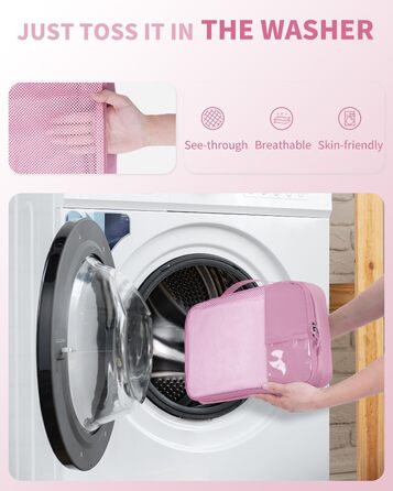 ECOHUB Органайзер для валізи, набір 6 шт. з ID-міткою, еко-пакувальні куби, легкі дорожні сумки, органайзер для рюкзака, патендована модель (Темно-рожевий)