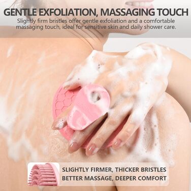 Силіконова щітка для тіла - масажер для душу, для жінок, чоловіків, дітей, чутлива шкіра, рожевий+зелений