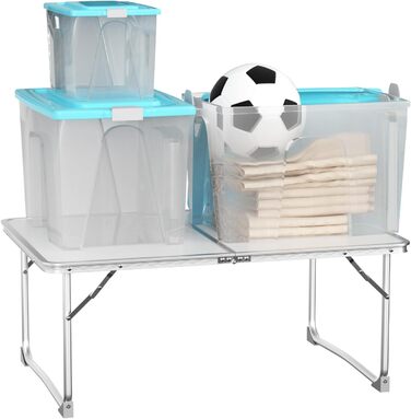 Складний алюмінієвий стіл для пікніка, саду, кемпінгу 120x60x70 см (білий) - регульована висота, легкий, для вечірок та грилю