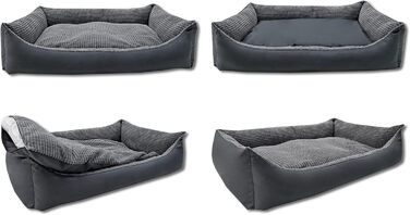 Odolplusz XXL - Dog bed for large dogs - Dog cushion - Dog sofa with reversible cushions | Removable and washable cover [   ] (Graphite cord, L 100 x W 70 x H 19 cm)
