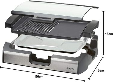 Steba VG 200 Single Tabletop Grill with Glass Lid - 2200W Electric Grill with Hot Zone & Grill Patterned Aluminum Plate