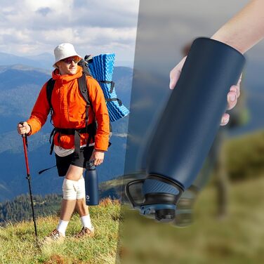 Термопляшка Fjbottle Edelstahl 1.5л синя: спортивна, з магнітною кришкою, BPA-free, для школи та фітнесу