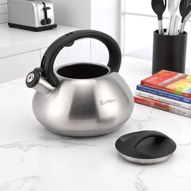 Електричний чайник EliteHoff 3L з нержавіючої сталі з автоматичним свистком, срібного кольору, для індукційних плит (E-5114)