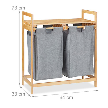 Relaxdays Laundry Basket with 2 Compartments and Storage