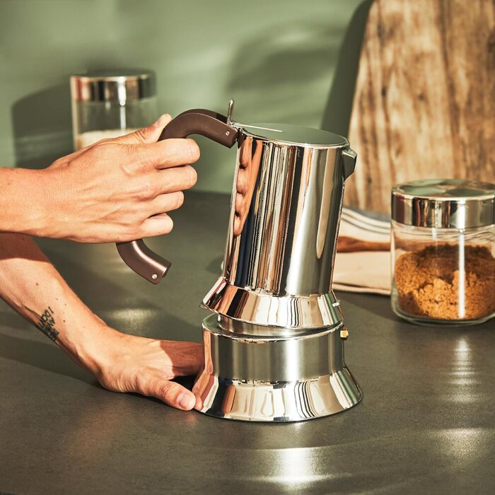 Еспресо-машина Alessi 9090/M з нержавіючої сталі, 10 чашок, срібна