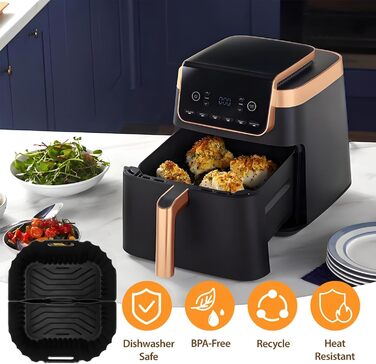 Силіконовий килимок для фритюрниці (48x30 см) - захист від нагріву для кухонної поверхні, кавомашини, Ninja, Cosori, Philips Airfryer (Dual Zone 2 Kammern)