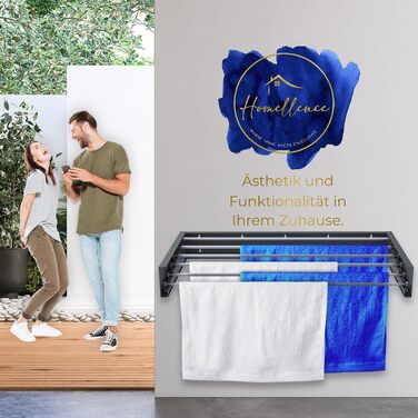 Настінна сушарка для білизни Homellence - висувна, 3.50м, білий/антрацит