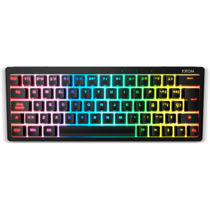 KROM Kabala – Бездротовий ігровий набір: клавіатура RGB з мембранними клавішами, миша з DPI 800-4800, іспанська розкладка, сумісний з PC, чорний (класичний)