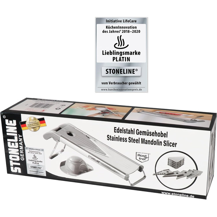 Набір для нарізки овочів STONELINE V - 9 предметів: для нарізки скибочками, соломкою, кубиками, спіралями. З нержавіючої сталі. Кухонний овочевий слайсер, тертак, спіралізатор, слайсер для картоплі фрі, сірий