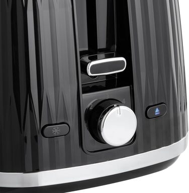 Тостер Russell Hobbs Eden: 2 відділення, 6 рівнів підсмажування, підйом, розморожування, підігрів, крихтозбірник, насадка для бургерів, чорний (27374-56)