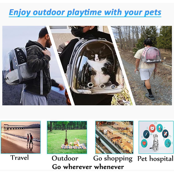 Розширюваний рюкзак для котів та маленьких собак, переноска-рюкзак з прозорим вікном, для подорожей та прогулянок (фіолетовий)