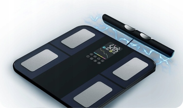 Аналітичні ваги для ванної кімнати, 8 електродів, білі — Визначення складу тіла, Bluetooth, Додаток, до 180 кг