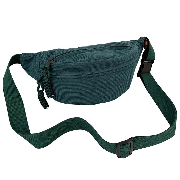 Жіноча поясна сумка Cord з регульованим ремінцем. Модна сумка через плече, поясна сумка, спортивна сумка. Колір: Тінта-зелений. Для жінок та чоловіків.