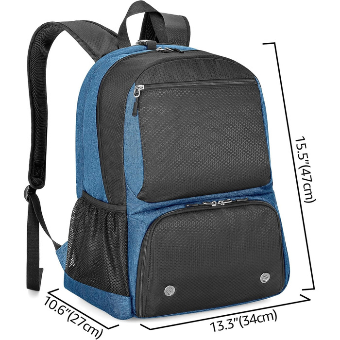 Рюкзак для тенісу DSLEAF з відділенням для взуття, сумка для 2 ракет, з м'якими лямками, вентильоване відділення для взуття, для жінок та чоловіків (блакитний)