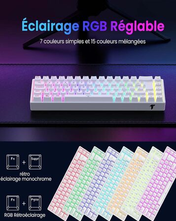 Механічна ігрова клавіатура TECURS бездротова, 80% TKL, підсвічування, Red Switch, QWERTZ, для ПК, ноутбука, Windows, чорно-біла