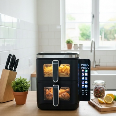 Аерофритюрниця AirDweller Air Fryer з двома чашами, 11 л, 2800 Вт, чорна