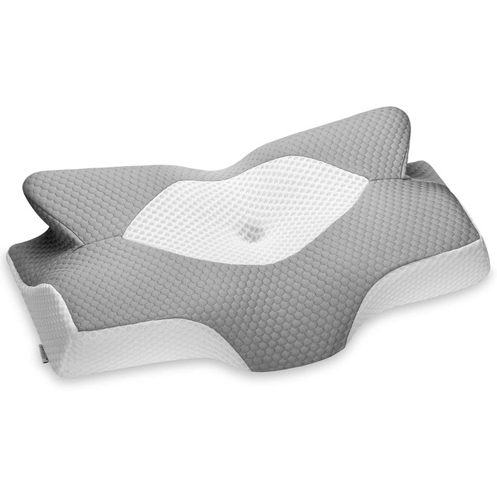 Elviros Orthopedic Memory Foam Pillow, Side Sleeper Pillow Neck Support Pillow, Head Pillow for Neck Pain, Ergonomic Sleep Pillow for Neck and Shoulder Pain, 54x11/9x33cm, Gray