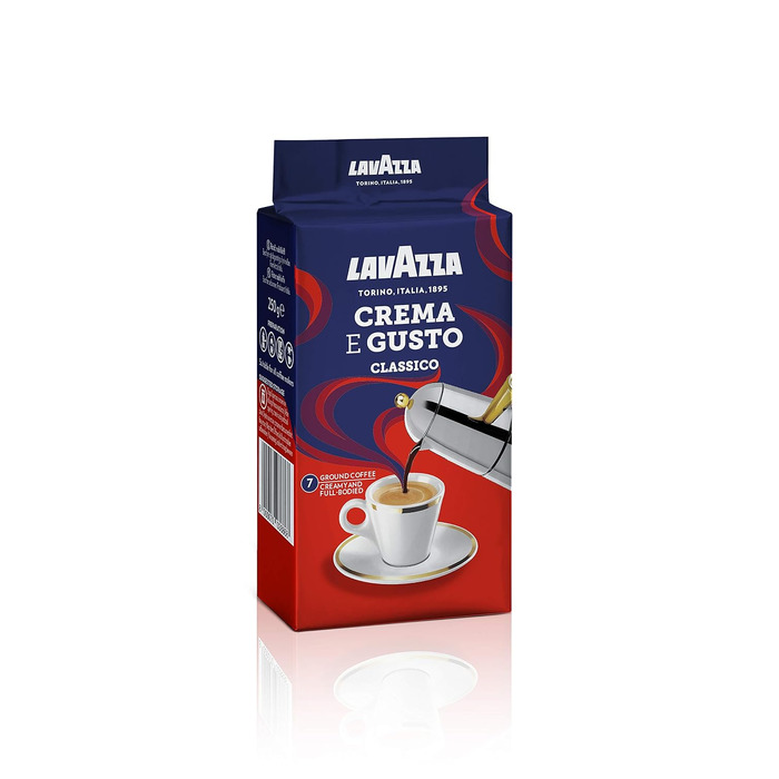 Мелена кава Lavazza Crema e Gusto Classico, для гейзерної кав'ярки та фільтр-кави, темне обсмажування, 250 г (набір 10 упаковок)