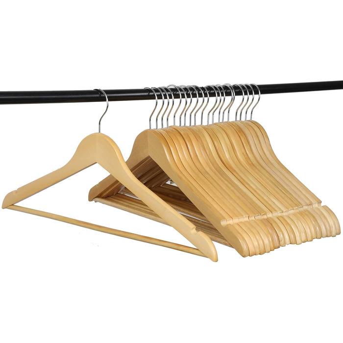 Дерев'яні вішалки для одягу з виступами для спідниць та штанів, 360° обертання, 20 шт. (білий)