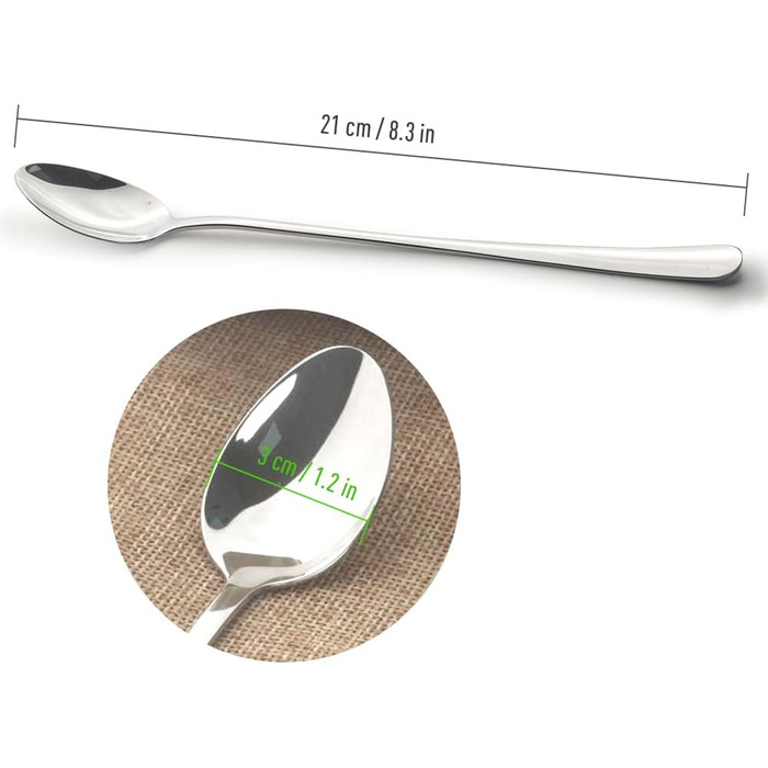 Набір ложок з нержавіючої сталі HomEdge, 21 см, 12 шт. (Коктейльні, кавові)