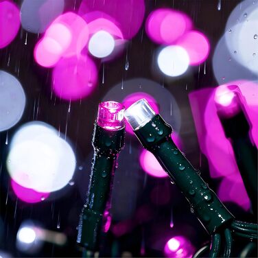 LED гірлянда WISD 13м, 200 LED, рожево-біла. Диммування, 12 режимів, таймер, EU штекер. Декоративне освітлення для дому, балкону, саду.