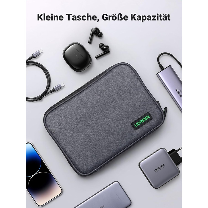 UGREEN Electronic Travel Cable Bag Universal Travel Cable Organizer Electronic Accessories Case 2-Layer Large Electronic Accessories Bag for Cables, Chargers, Power Bank, Tablet (S)