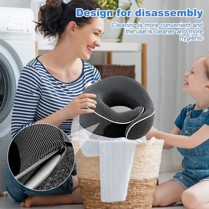 Подушка для шиї у літак, 2.0 Nackenhörnchen, подушка для подорожей, 100% Memory Foam, з 3D-маскою для сну та берушами. Ідеально для подорожей літаком, автомобілем, поїздом.