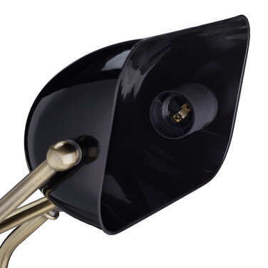 Relaxdays Black Banker's Lamp with Glass Shade