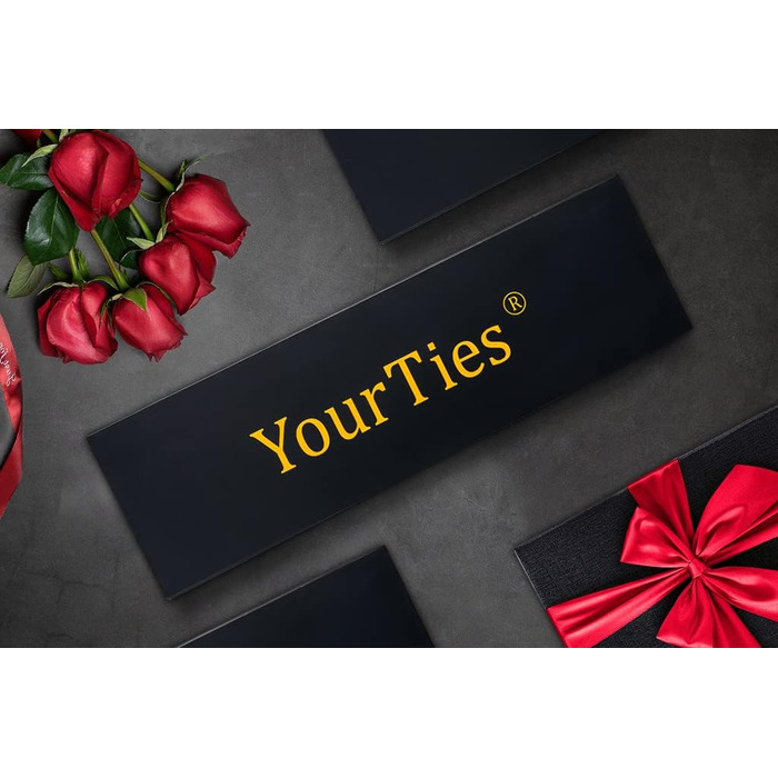 Чоловічі краватки YourTies: смугасті та клітинчасті моделі з шовкового тканння, комплект з краватковою кліпсою (червоно-чорна смужка)