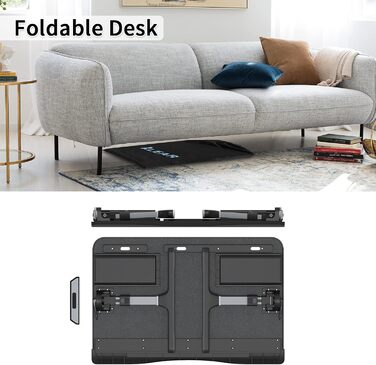 Підставка для ноутбука в ліжко з двома шухлядами, регульована преміум-підставка з шкіри, чорна X-Large (15.7'*23.6'-сумка)