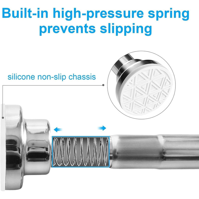 Телескопічна штанга для карнизів 60-130 см, нержавіюча сталь, чорний колір. Підходить для штор, душових перегородок, шаф, вікон та дверей.