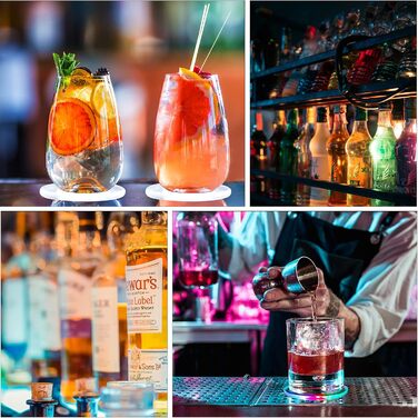 TINYOUTH LED Coasters for Drinks, ON/OFF, Disposable LED Drink Coasters, Waterproof, Illuminated Coasters for Drinks, Acrylic Coasters for Parties, Christmas, Colorful LED Coasters