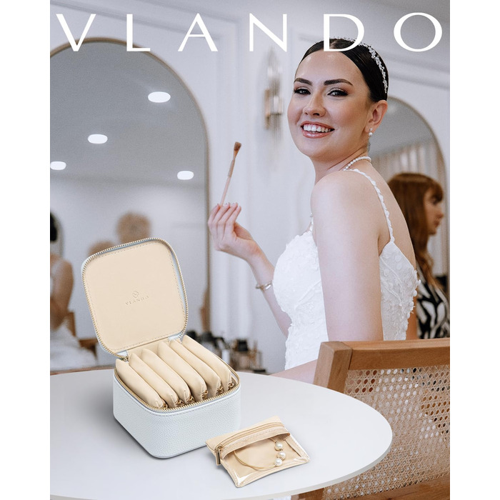 Шкатулка для прикрас Vlando з 12 оксамитовими мішечками, органайзер для подорожей, подарунок для жінок (Рожевий, 12 шт.)