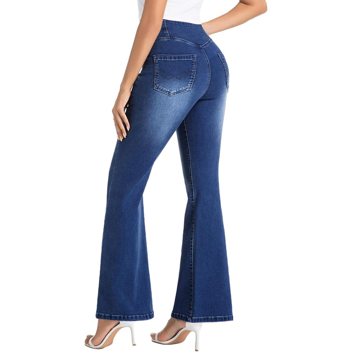 Жіночі джинси Bootcut VX VONXURY з високою посадкою, темно-сині, еластичні, розкльошені, 4 кишені, на кожен день та в офіс, розмір 31