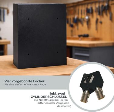 Сейф для ключів HMF з кодовим замком та електронним замком, 30x28x10 см, 71 гачок, чорний