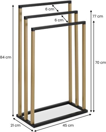 Підставка для рушників KUNO, чорний/золотий, металева, з 3-ма перекладинами, самостійна