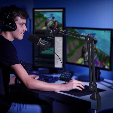 Кріплення для мікрофону MAONO BA37, регульоване, з адаптером 3/8'-5/8', сумісне з Blue Yeti, HyperX QuadCast, FIFINE, для подкастів та стрімінгу, чорне