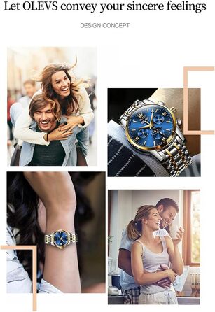 Набір механічних автоматичних годинників для пари OLEVS з календарем та фазами місяця, двоколірні (синій колір, Tourbillon)