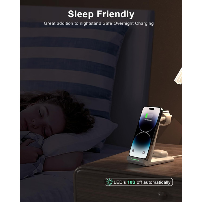 Бездротова зарядка 3-в-1 для Apple Watch, iPhone та AirPods Pro (білий)