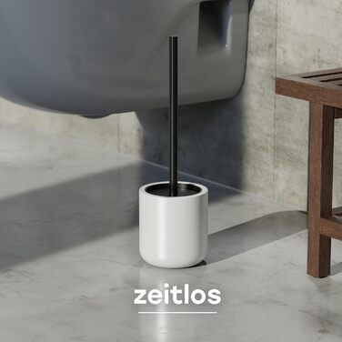 Набір для туалету SAVEGA: щітка для унітазу з нержавіючої сталі та силікону з антибактеріальною насадкою та тримачем (білий)