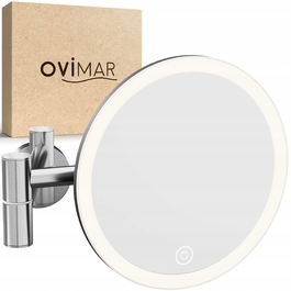 Настінне LED-дзеркало для макіяжу у ванну кімнату OVIMAR з 5-кратним збільшенням
