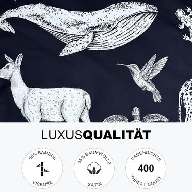 Постільна білизна для дитячого ліжечка Magano® 100x135 см, бамбук та бавовна сатин, 400 TC, гіпоалергенна, для хлопчиків та дівчаток, темно-синій комплект (100x135 см + 40x60 см)