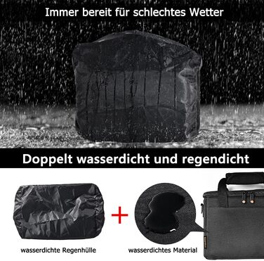 Чохол для DSLR камери FOSOTO: для Nikon, Canon, Sony. З дощем. Сумісний з D3400, D5600, D5500, D7500, EOS 4000D, 2000D, M50, A7R, A6400, A6100 (Чорний)